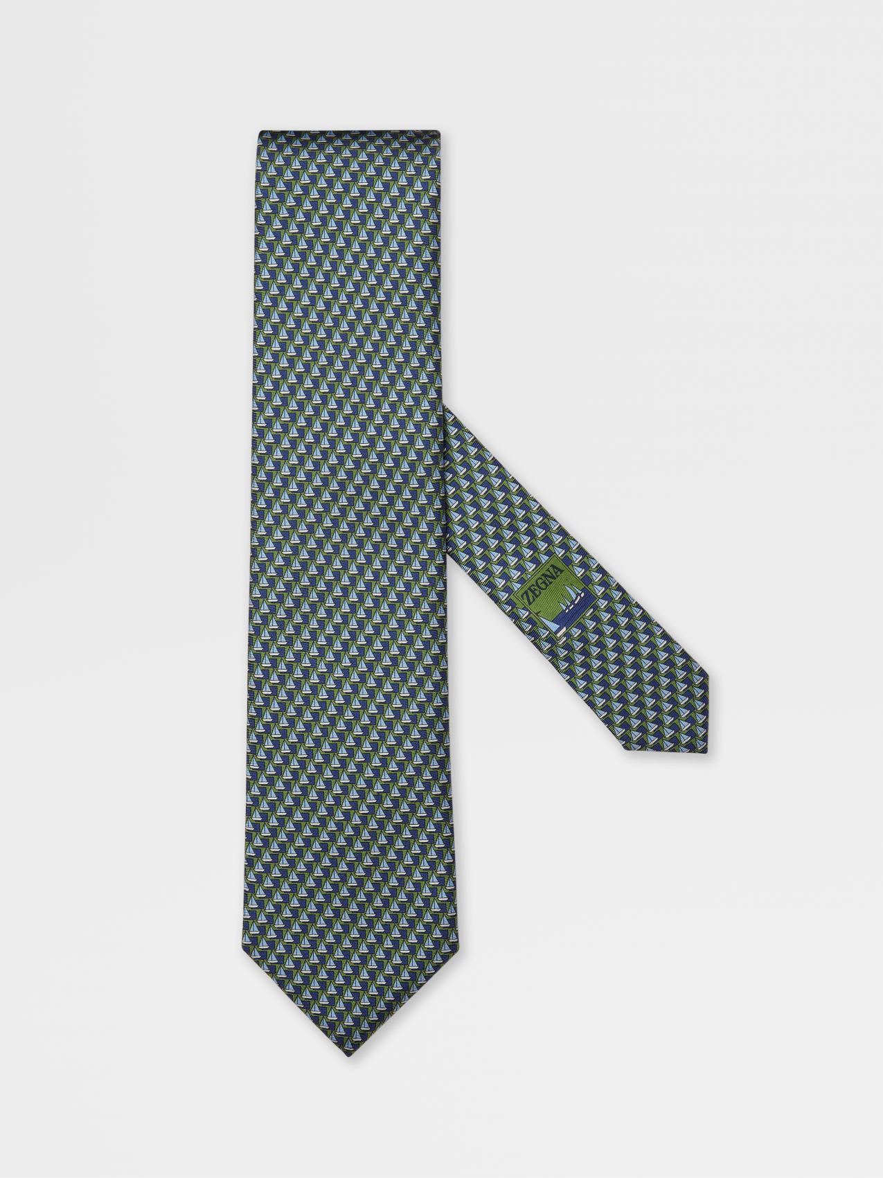 Light Green Printed Silk Tie